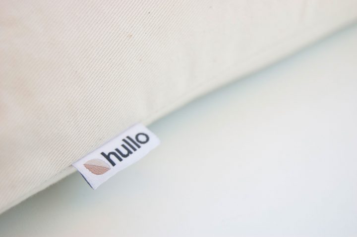 Twill fabric close up with logo label