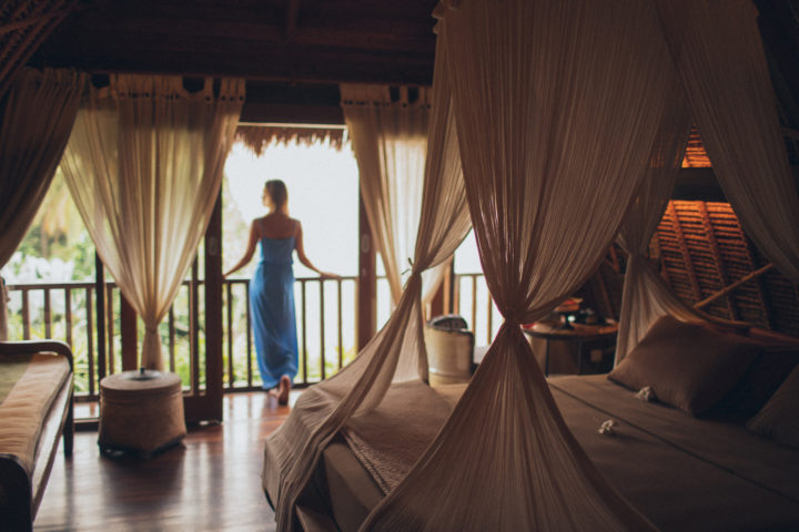 luxury pillows on a hotel bed